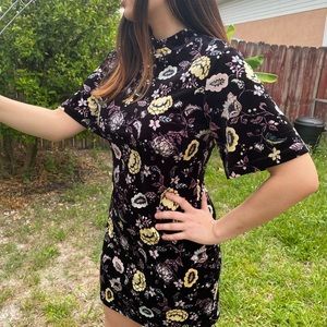 60s 70s mod psychedelic flower power purple dress